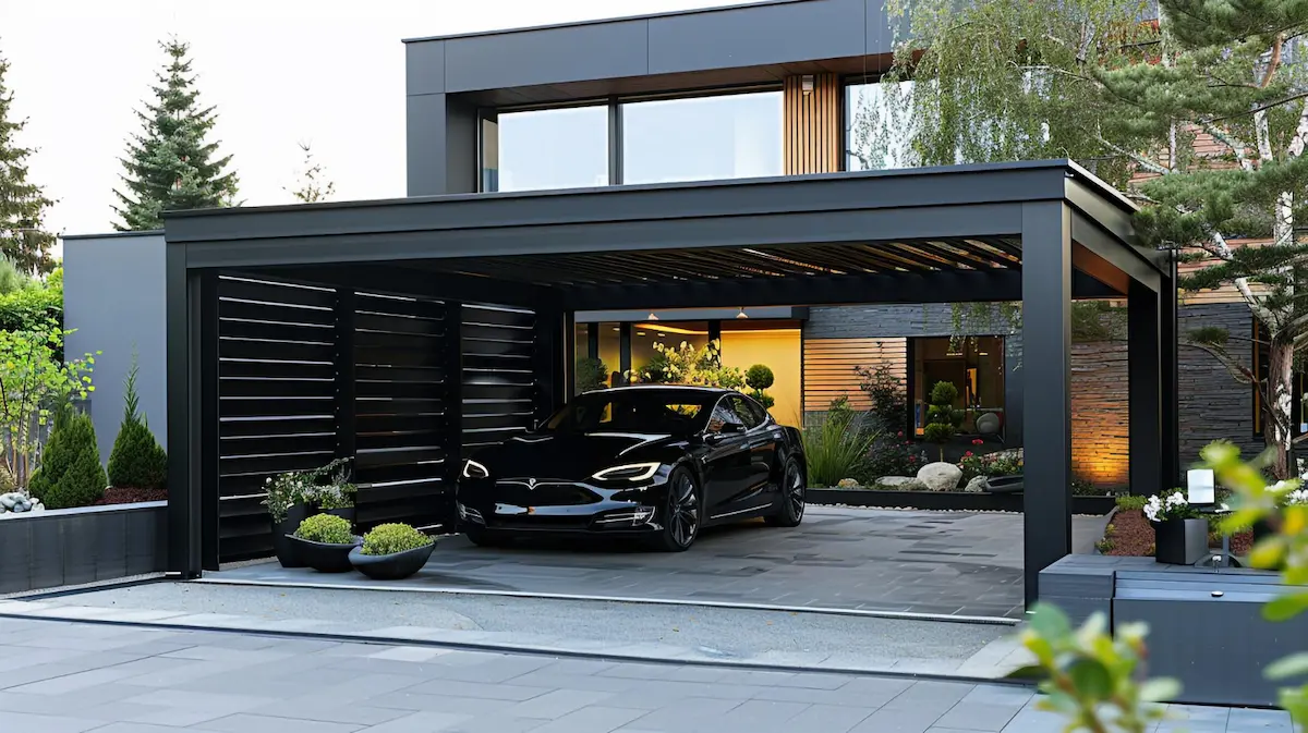 Rumah Modern Minimalis Terintegrasi dengan Carport